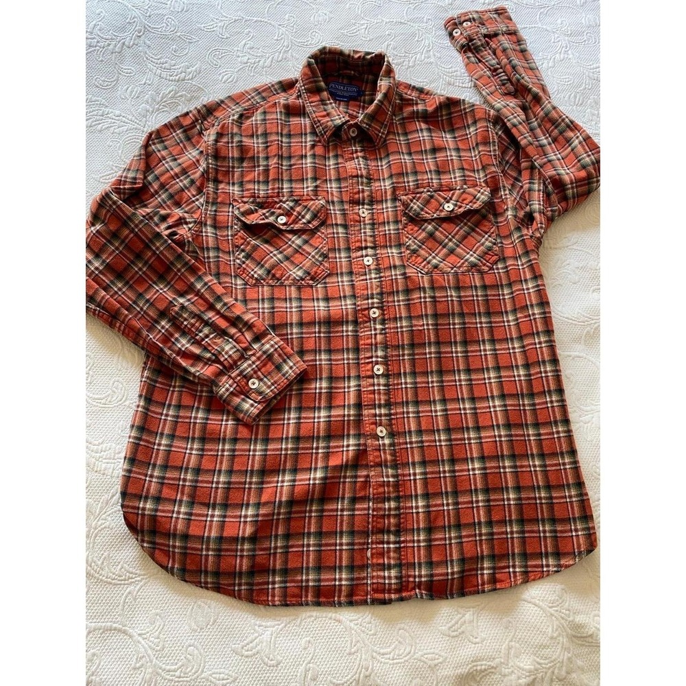 Pendleton Plaid Flannel Shirt Men Large Cotton Plaid s41